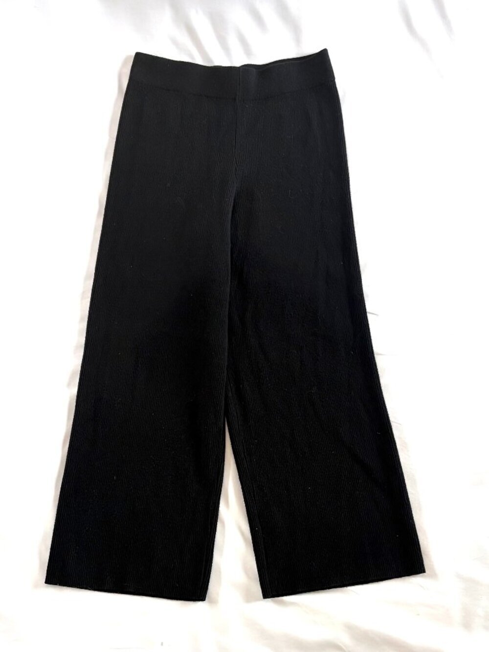 Sioni black knit pants Small stretch wide leg